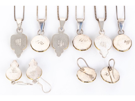 Collection Of Sterling Silver And Sterling Vermeil  Contemporary Motif Jewelry Pieces