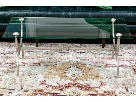 Italian Neoclassical Style Hand-Wrought Iron And Glass Cocktail Table