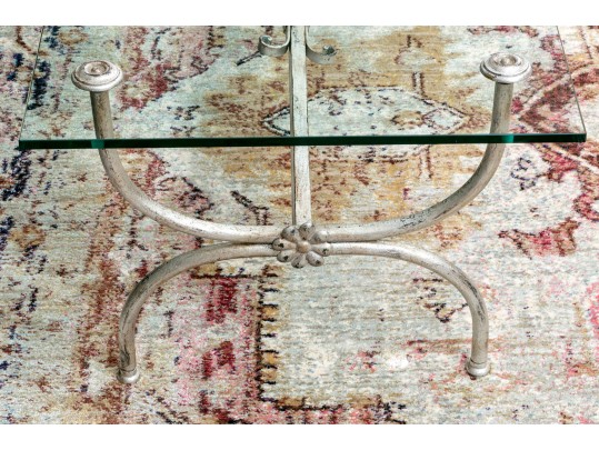 Italian Neoclassical Style Hand-Wrought Iron And Glass Cocktail Table