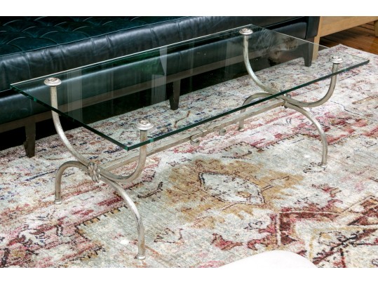 Italian Neoclassical Style Hand-Wrought Iron And Glass Cocktail Table