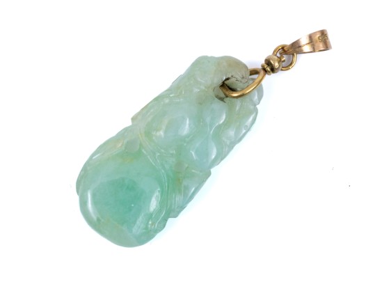 14k Yellow Gold Pretty Pierced Jadeite Jade Pendant