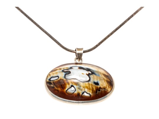 Unique Mother Of Pearl Sterling Pendant Necklace