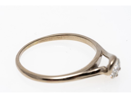 Brilliant 14K White Gold Solitare Diamond Ring, Size 6.5