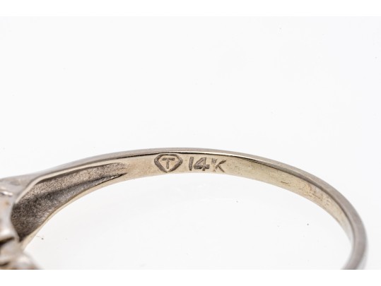 14k White Gold Illusion Set Diamond Ring, Size 8.75 