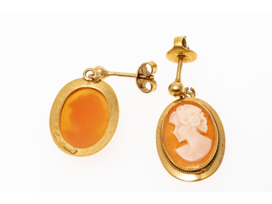 Classic 18K Cameo Pendant Earrings