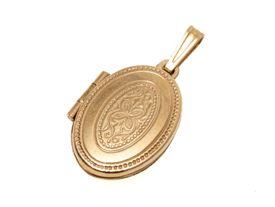 Petite 14K Etched Locket Pendant