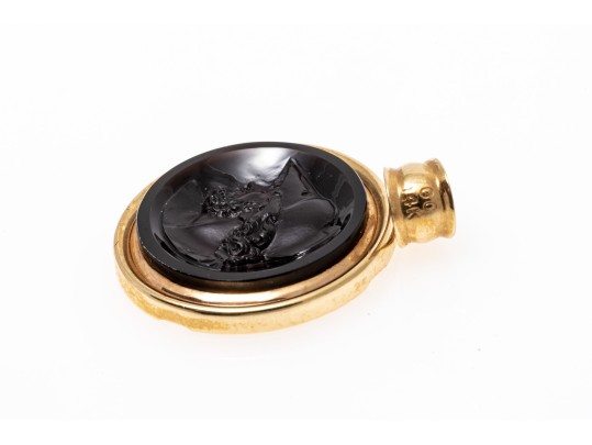 Handsome 14K Dark Cameo Pendant