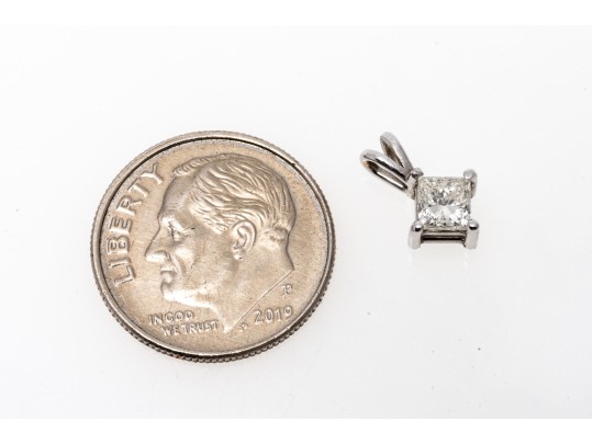 Radiant 14K White Gold Princess Cut Diamond Pendant