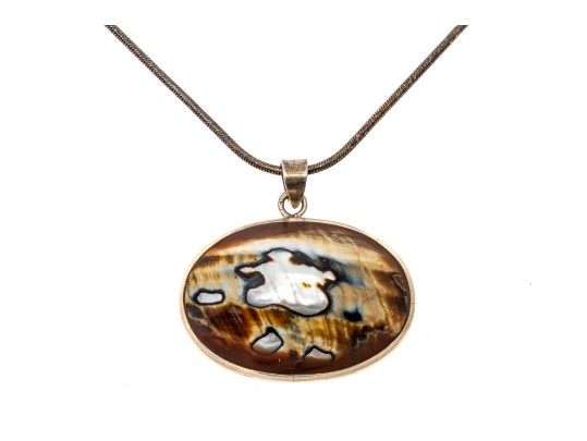 Unique Mother Of Pearl Sterling Pendant Necklace