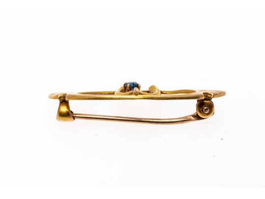 10k Yellow Gold Charming Antique Wishbone Brooch 