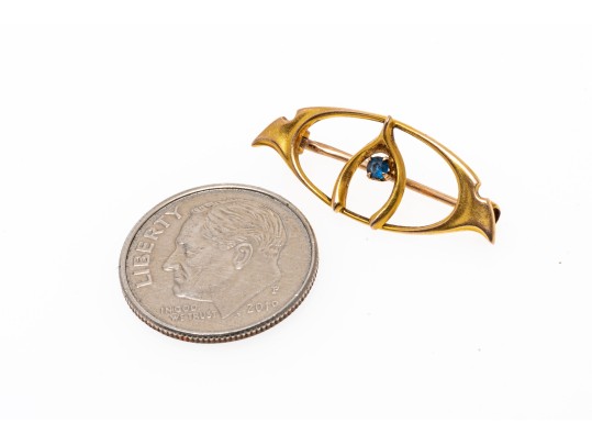 10k Yellow Gold Charming Antique Wishbone Brooch 