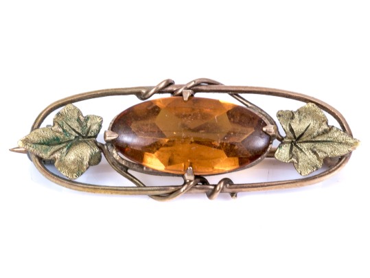 14k Yellow Gold Vintage Foliate Motif Pin