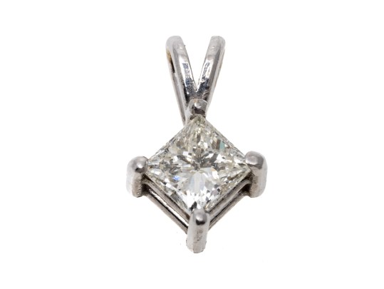 Radiant 14K White Gold Princess Cut Diamond Pendant