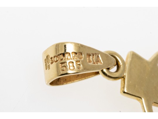 14k Yellow Gold Beautiful Celtic Cross, Diamond Set