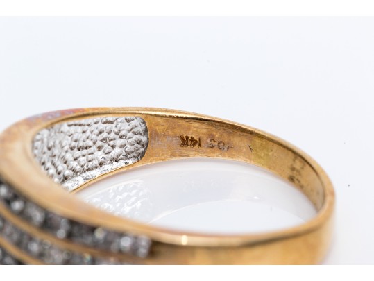 14k Yellow Gold Beautiful Diamond Dome Ring, App. 0.92 TCW, Size 8.25