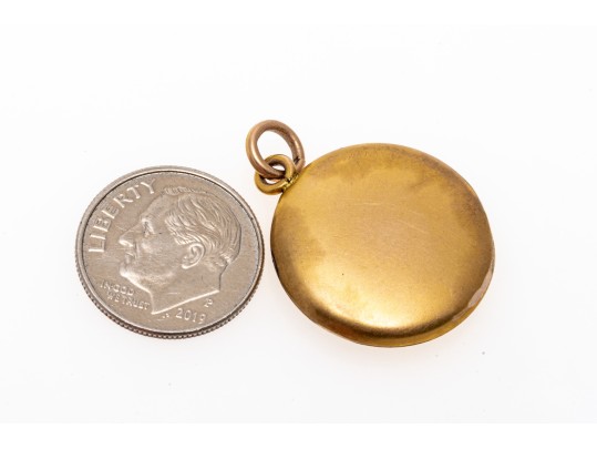 14k Yellow Gold Simple Antique Round Locket