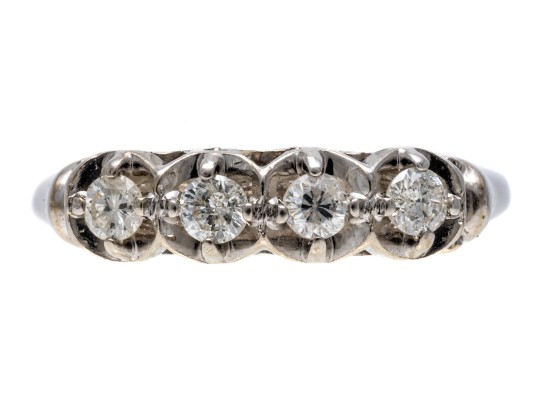 14k White Gold Illusion Set Diamond Ring, Size 8.75 