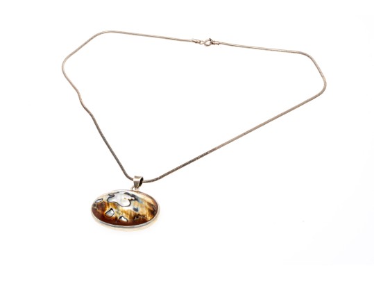 Unique Mother Of Pearl Sterling Pendant Necklace