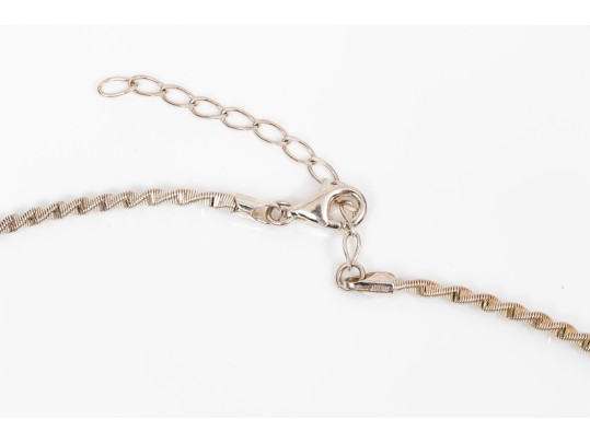 Sterling Silver Necklace With 800 Silver And Freeform Amethyst Bezel Set Pendant