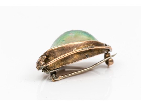 10k Yellow Gold Lovely Vintage Grey Cultured Mabe Pearl Brooch