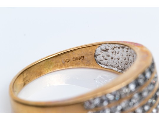 14k Yellow Gold Beautiful Diamond Dome Ring, App. 0.92 TCW, Size 8.25