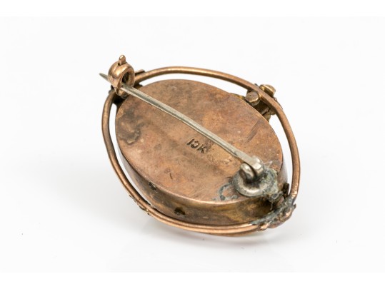 10k Yellow Gold Lovely Vintage Grey Cultured Mabe Pearl Brooch