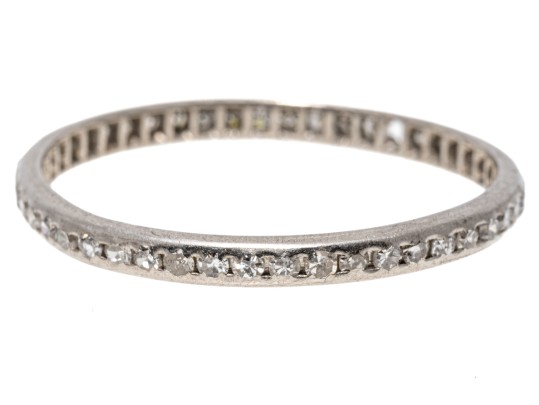 Platinum Vintage Narrow Eternity Band, Diamond Set, App. 0.12 TCW, Size 8.75-