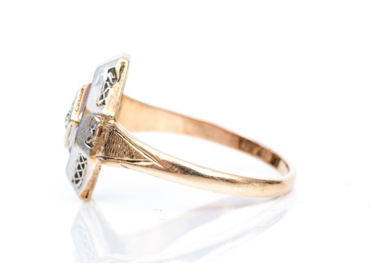 Vintage 14K Filigree Style Diamond Ring, Size 6.25