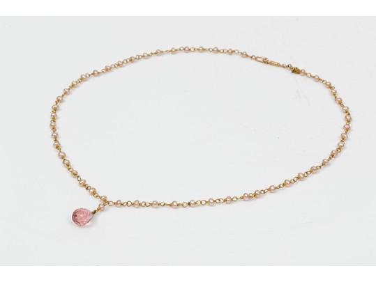 14k And 22k Yellow Gold Beautiful Tourmaline Briolette Necklace