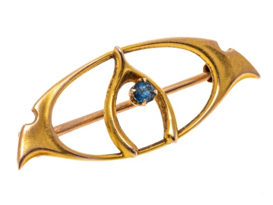 10k Yellow Gold Charming Antique Wishbone Brooch 
