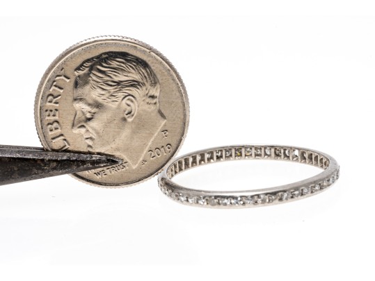 Platinum Vintage Narrow Eternity Band, Diamond Set, App. 0.12 TCW, Size 8.75-