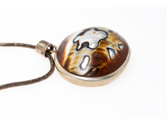 Unique Mother Of Pearl Sterling Pendant Necklace