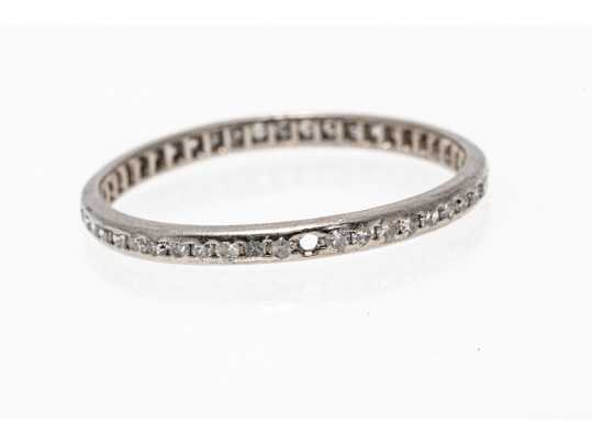 Platinum Vintage Narrow Eternity Band, Diamond Set, App. 0.12 TCW, Size 8.75-