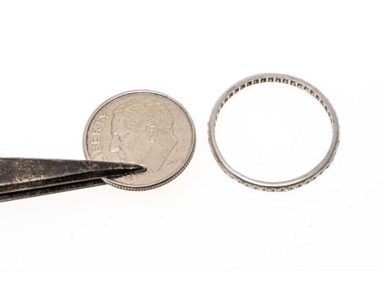 Platinum Vintage Narrow Eternity Band, Diamond Set, App. 0.12 TCW, Size 8.75-