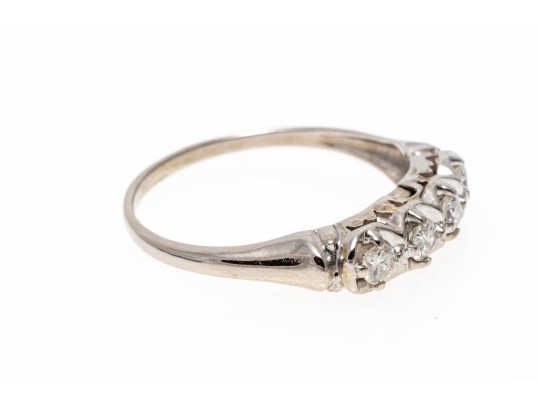 14k White Gold Illusion Set Diamond Ring, Size 8.75 