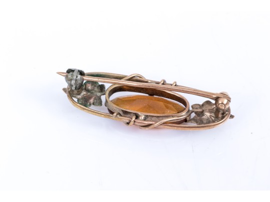14k Yellow Gold Vintage Foliate Motif Pin