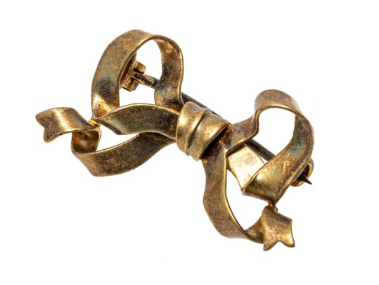 14k Gold Pretty Antique Bow Brooch 