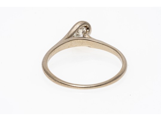 Brilliant 14K White Gold Solitare Diamond Ring, Size 6.5