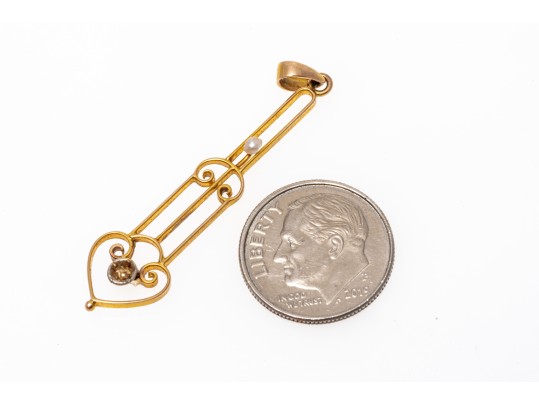 10K Vintage Drop Pendant