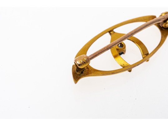 10k Yellow Gold Charming Antique Wishbone Brooch 