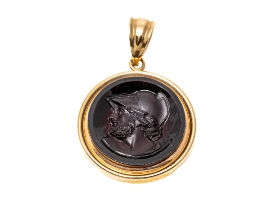 Handsome 14K Dark Cameo Pendant