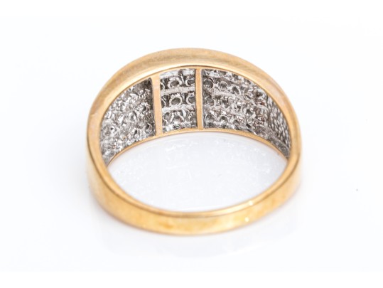 14k Yellow Gold Beautiful Diamond Dome Ring, App. 0.92 TCW, Size 8.25