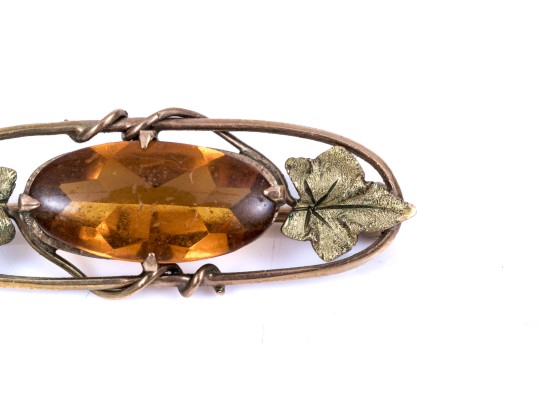 14k Yellow Gold Vintage Foliate Motif Pin