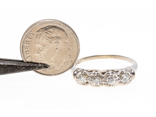 14k White Gold Illusion Set Diamond Ring, Size 8.75 