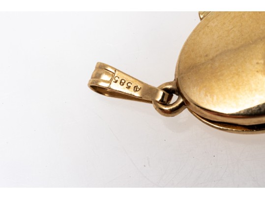 Petite 14K Etched Locket Pendant