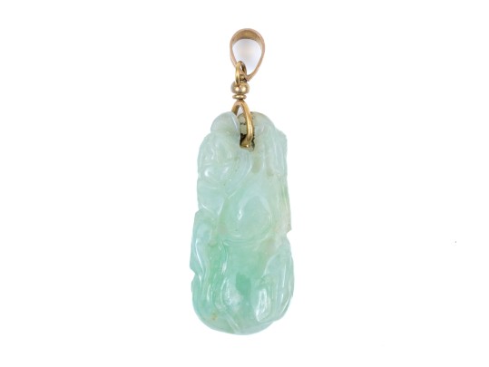 14k Yellow Gold Pretty Pierced Jadeite Jade Pendant