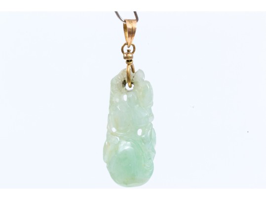 14k Yellow Gold Pretty Pierced Jadeite Jade Pendant