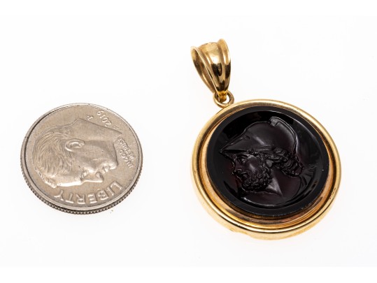 Handsome 14K Dark Cameo Pendant