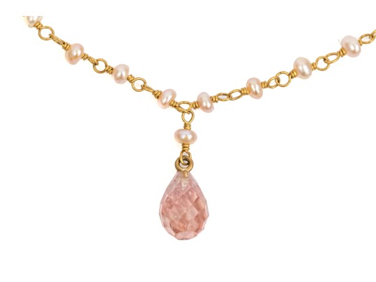 14k And 22k Yellow Gold Beautiful Tourmaline Briolette Necklace