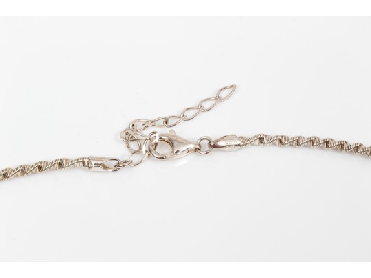 Sterling Silver Necklace With 800 Silver And Freeform Amethyst Bezel Set Pendant